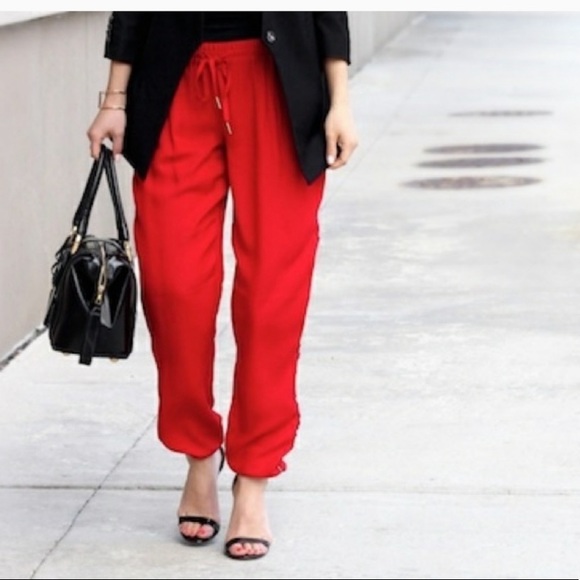 Joie Pants - JOIE red silk blend lounge/jogger pants